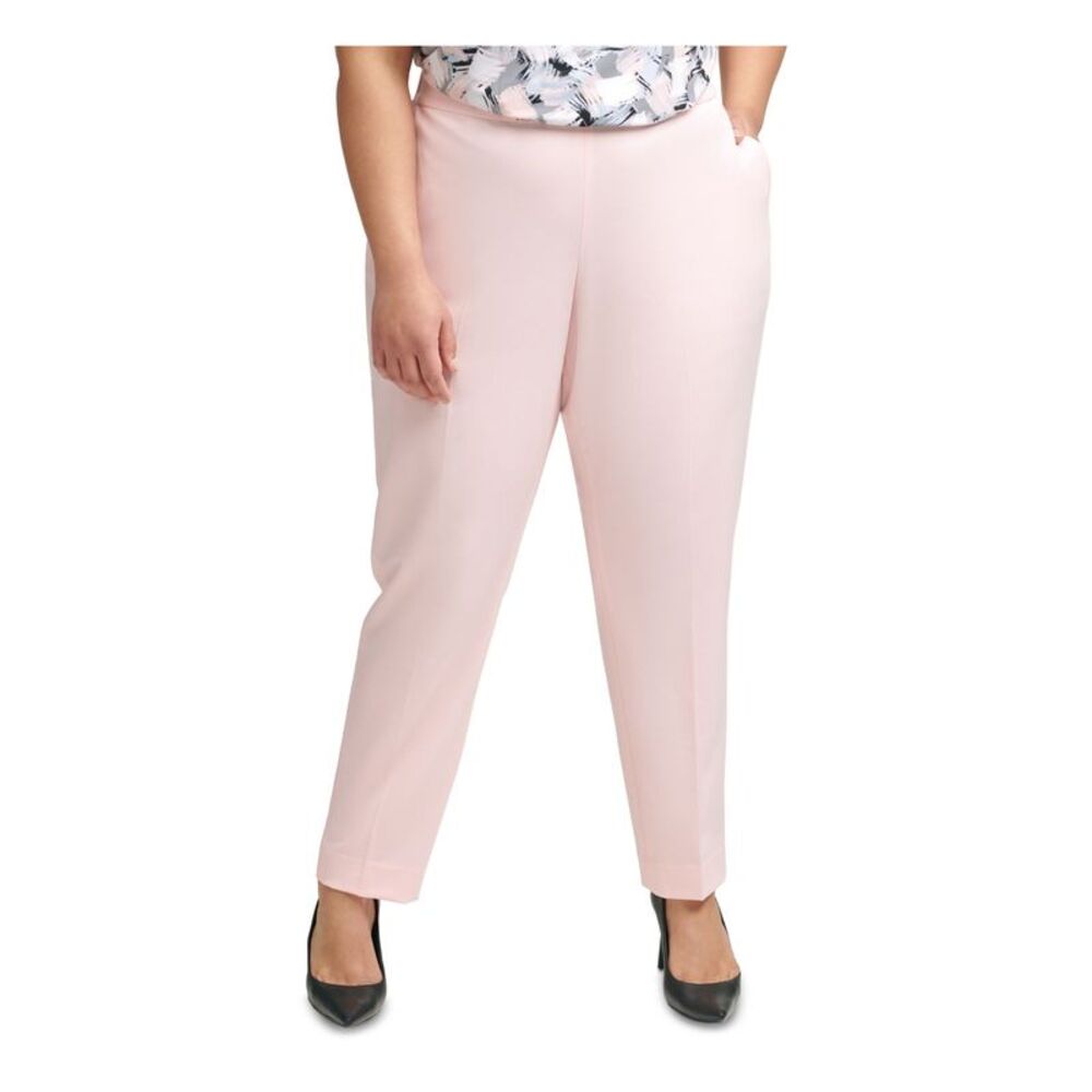 NWT CALVIN KLEIN Womens Pink Elastic-back 29 Inseam Straight leg Pants Plus 20W